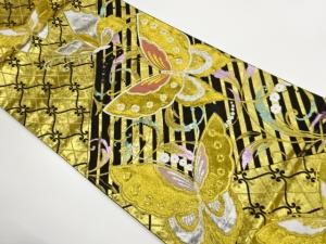 蝶に花唐草模様織出し袋帯